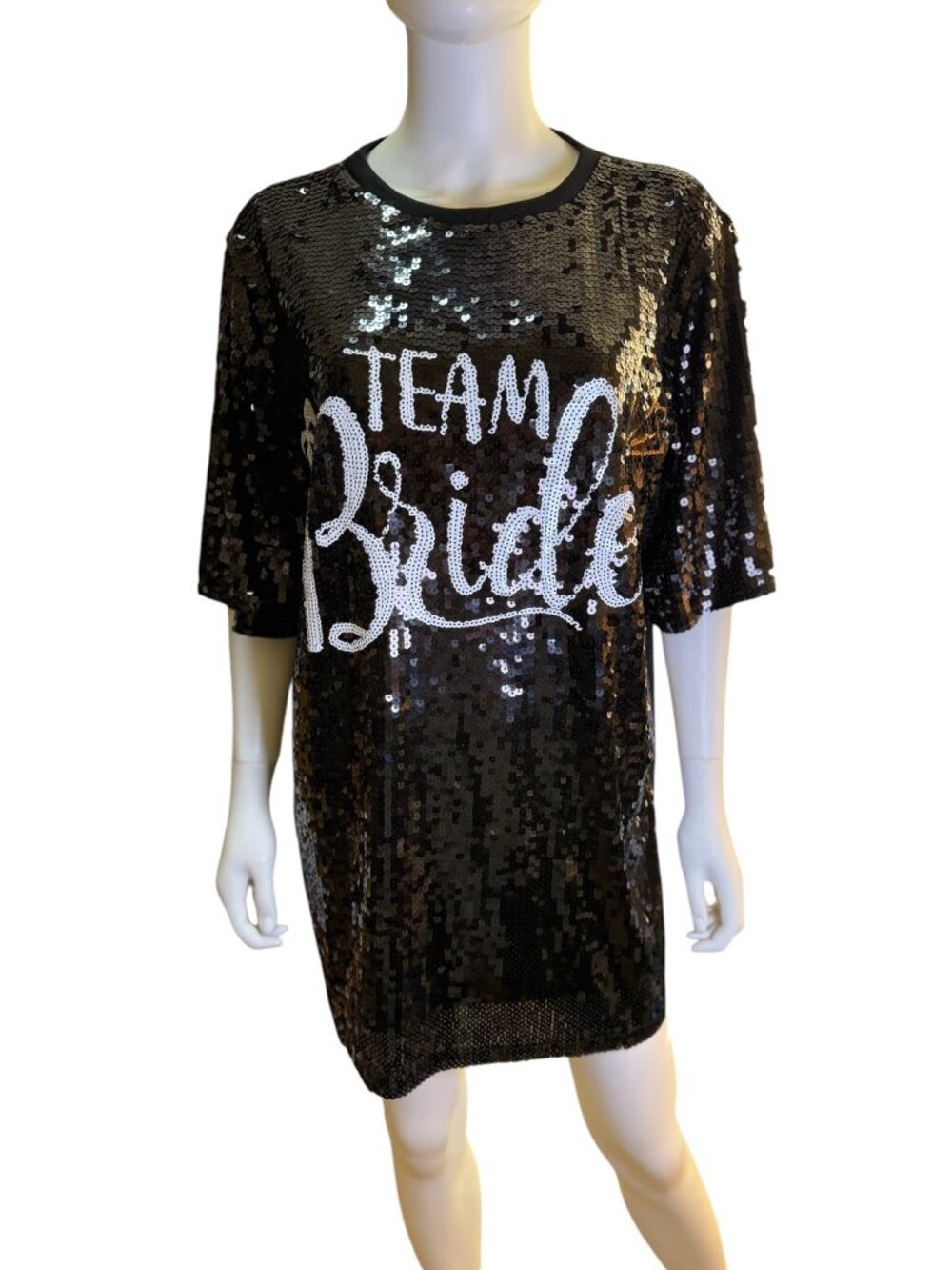 Team Bride Black Sequin Dress By Why Dress O/S Loose Fit Sparkly Bridal Party